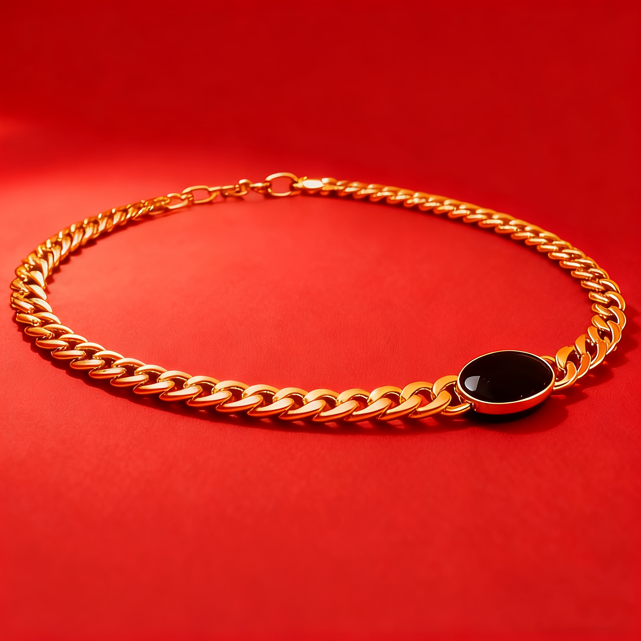 Trendy Black Oval Stainless Steel Ladies Necklace